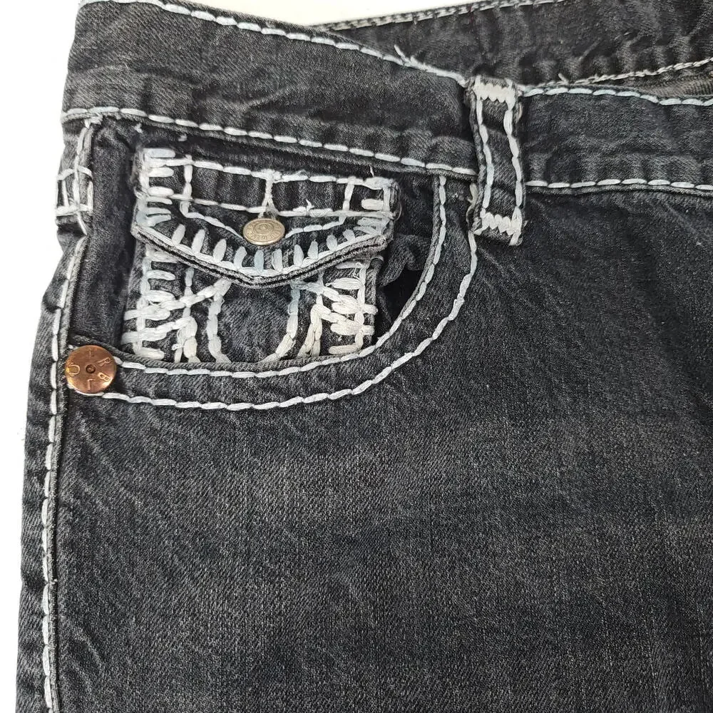 True Religion Men's Joey Row Seat Black Jeans 37x35‎ (Actual) Missing Pocket